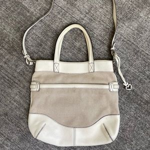 Brighton pebble leather and linen satchel